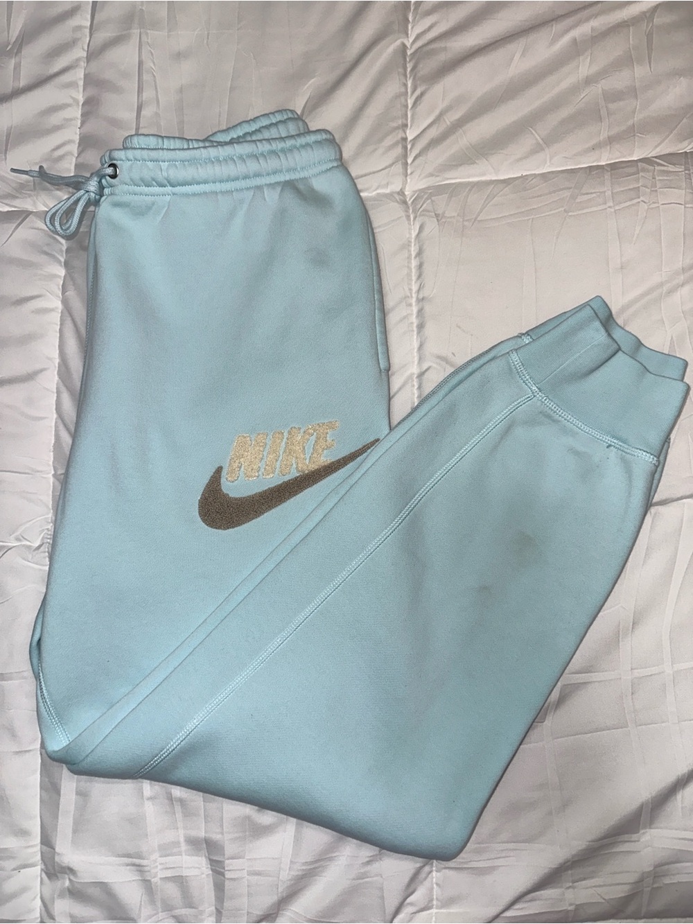 Nike Men’s L Blue Chenille Logo Sweatpants Joggers